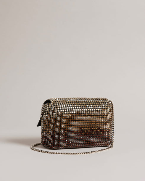 GLITERI-Bags-It's time to sparkle. Make a statement wherever you go with our sparkling GLITERI bag. Adorned with all-over crystals, this bag is sure to turn heads and add plenty of glamour to any outfit. The chain shoulder strap is both comfortable and adjustable, while the magnetic closure keeps your essentials secure. With an internal pocket for added organization, this bag is both practical and eye-catching. Crossbody bag All-over crystals Chain shoulder strap Magnetic closure Internal pocket Dimensions: